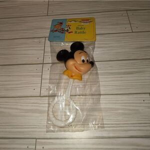 Vintage Danara Walt Disney Productions Mickey Mouse Plastic Baby Rattle Toy 7"